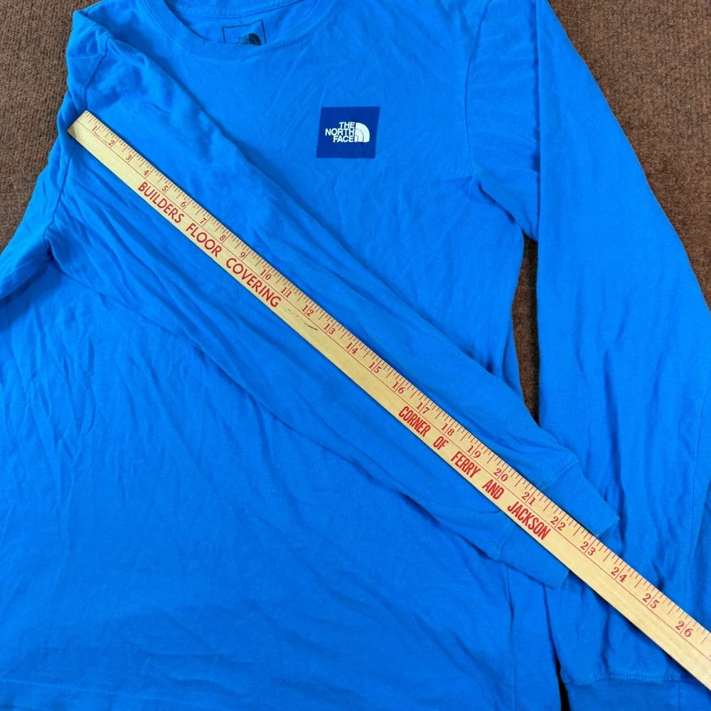 The North Face Mens Blue Box Logo Long Sleeve Graphic T-Shirt Size M